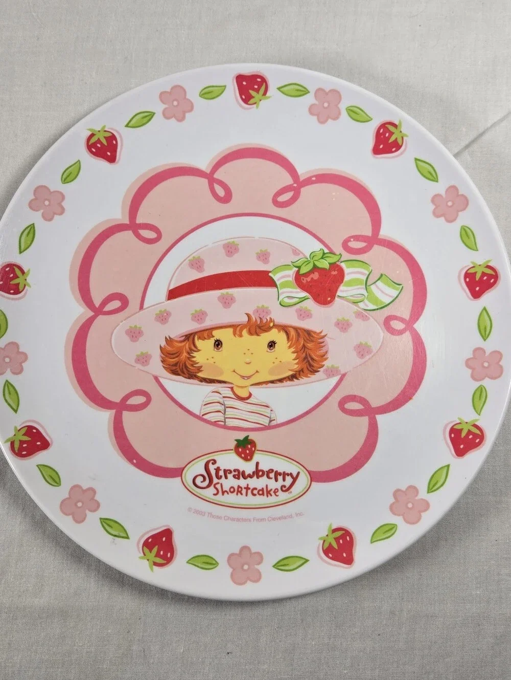 Vintage Strawberry Shortcake Melamine Plate 2003 Children's Plate 8 inch Pink